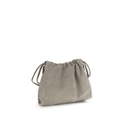 Brunello Cucinelli Gray Calf Leather Bos Taurus Clutch Bag