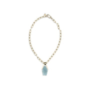 La Double J Light Blue Brass Necklace