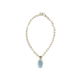 La Double J Light Blue Brass Necklace