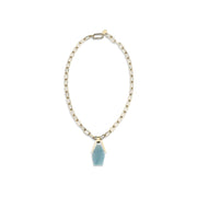La Double J Light Blue Brass Necklace