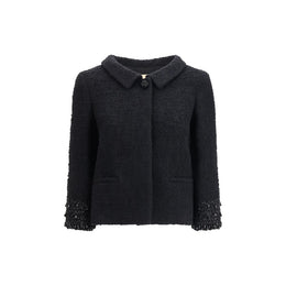 Valentino Black Fleece Wool Coat