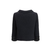 Valentino Black Fleece Wool Coat