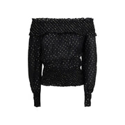 Self-Portrait Black Viscose Top