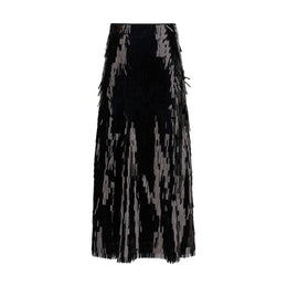 Self-Portrait Black Polyester Midi Skirt