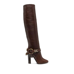 Dolce & Gabbana Brown Calfskin High Heel Boots