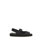 Marsell Black Calf Leather Bos Taurus Flat Sandals