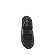 Marsell Black Calf Leather Bos Taurus Flat Sandals