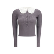 Self-Portrait Gray Viscose Shirt