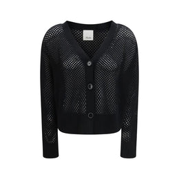 Allude Black Fleece Wool Cardigan