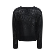 Allude Black Fleece Wool Cardigan