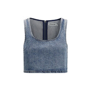 Self-Portrait Blue Cotton Top