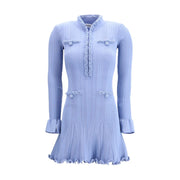 Self-Portrait Light Blue Viscose Casual Dress