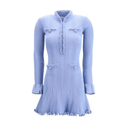 Self-Portrait Light Blue Viscose Casual Dress
