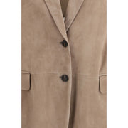 Brunello Cucinelli Beige Calf Leather Bos Taurus Coat