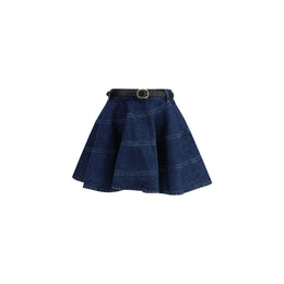 Self-Portrait Blue Cotton Mini Skirt