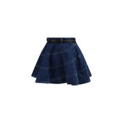 Self-Portrait Blue Cotton Mini Skirt