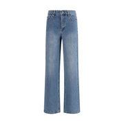 Self-Portrait Blue Cotton Straight-Leg Jeans