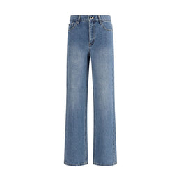 Self-Portrait Blue Cotton Straight-Leg Jeans
