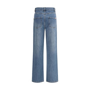 Self-Portrait Blue Cotton Straight-Leg Jeans