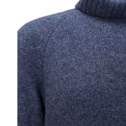 Brunello Cucinelli Blue Alpaca Leather Turtleneck