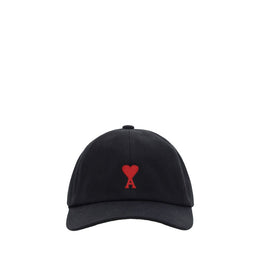 Ami Paris Black Cotton Cap (Baseball Hat)