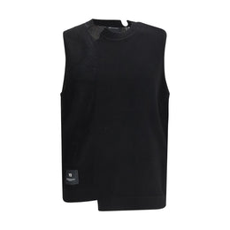 Y-3 Black Cotton Sleeveles Sweater