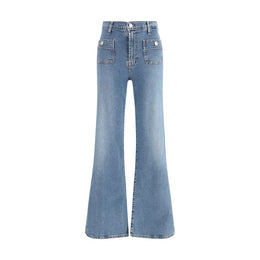 7FOR Blue Cotton Flared Jeans