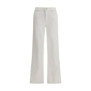 7FOR White Cotton Straight-Leg Jeans