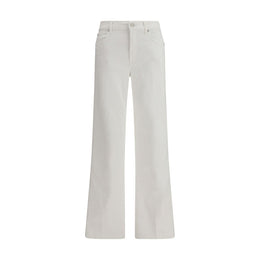 7FOR White Cotton Straight-Leg Jeans
