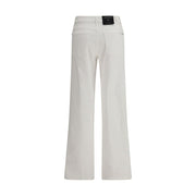 7FOR White Cotton Straight-Leg Jeans