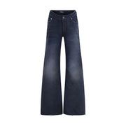 Balenciaga Blue Cotton Flared Jeans