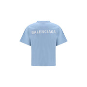 Balenciaga Light Blue Cotton T-Shirt