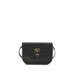 Valentino Garavani Black Calf Leather Bos Taurus Shoulder Bag