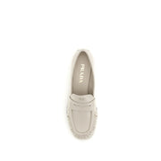 Prada Cream Calf Leather Bos Taurus Slip-On Loafers