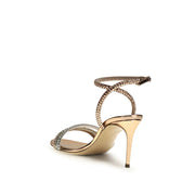 Casadei Gold Calf Leather Bos Taurus Stiletto Heel Sandals