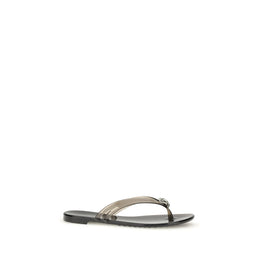 Casadei Black Polyurethane Flat Sandals