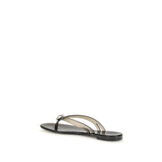 Casadei Black Polyurethane Flat Sandals