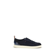 Santoni Blue Calf Leather Bos Taurus Low Top Sneakers
