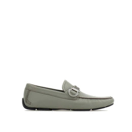 Salvatore Ferragamo Gray Calfskin Slip-On Loafers
