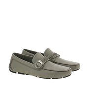 Salvatore Ferragamo Gray Calfskin Slip-On Loafers