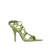 The Attico Bicolor Silk Stiletto Heel Sandals