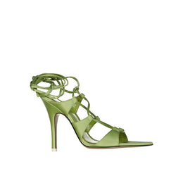 The Attico Bicolor Silk Stiletto Heel Sandals