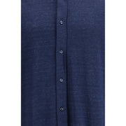Brunello Cucinelli Blue Linen Dress Shirt