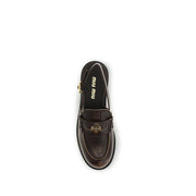Miu Miu Brown Calf Leather Bos Taurus Slip-On Loafers
