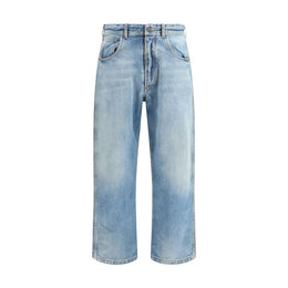 Margiela Light Blue Cotton Cropped Jeans