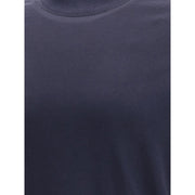 Brunello Cucinelli Blue Cotton Long Sleeve T-Shirt
