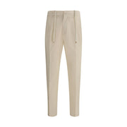 Cruna Beige Cotton Casual Pants