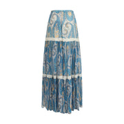 Etro Multicolor Silk Long Skirt