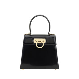 Ferragamo Black Calf Leather Bos Taurus Handbag