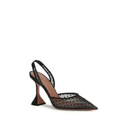 Amina Muaddi Black Polyester Platform Pumps